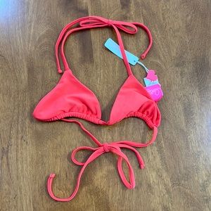Lolli, coral, pink string, bikini top